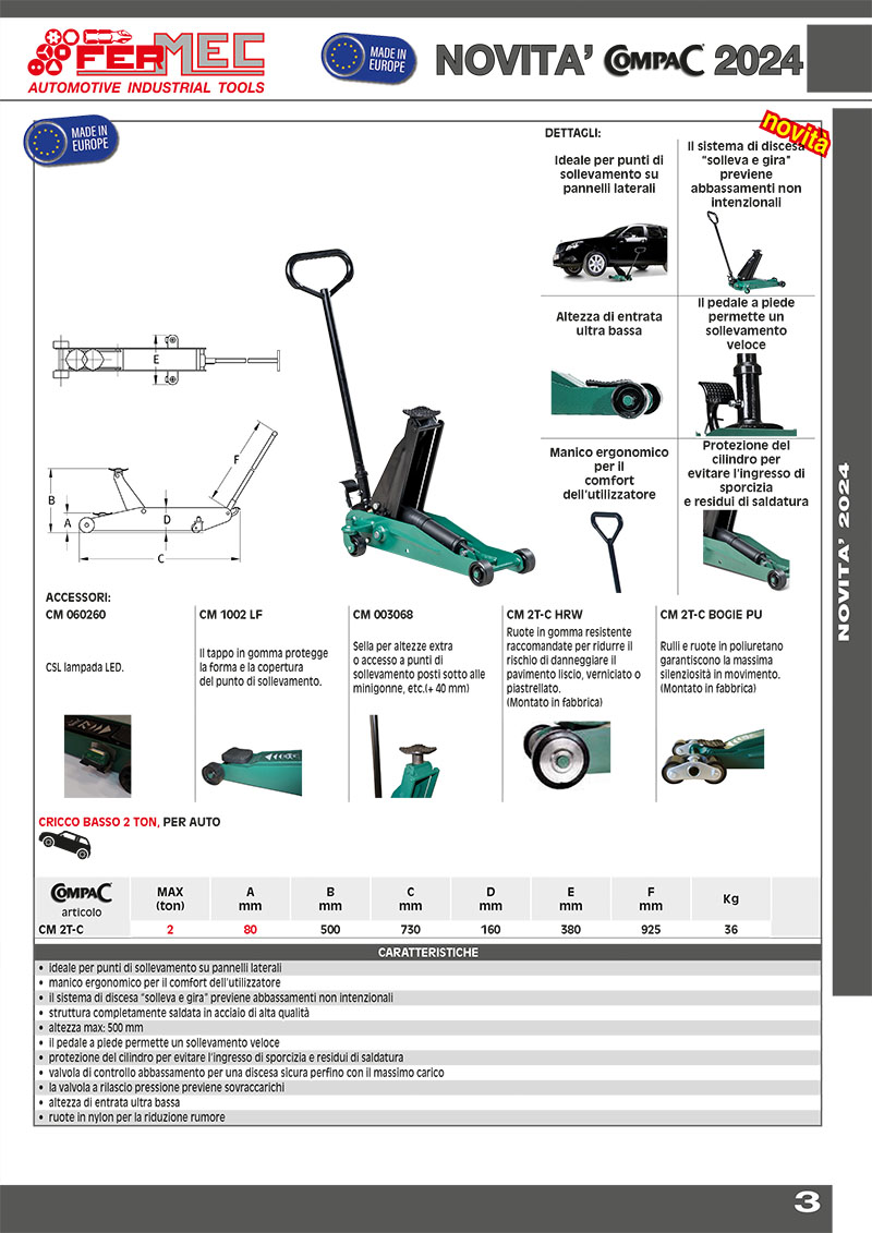 Cricco basso 2 ton, per auto